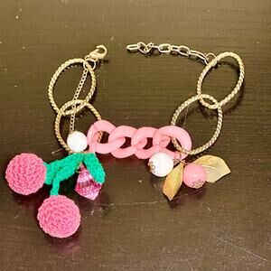 Super Cute Girly Pink Cherries Bracelet